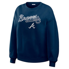 Atlanta Braves WEAR by Erin Andrews Women's Heavyweight Crew Neck Sweatshirt Discount