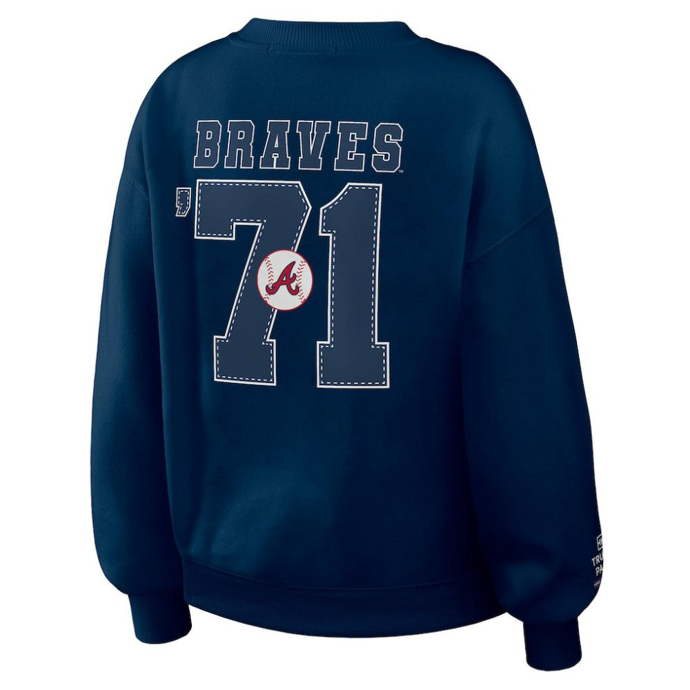 Atlanta Braves WEAR by Erin Andrews Women's Heavyweight Crew Neck Sweatshirt Discount