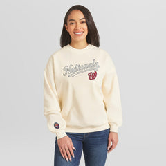 Washington Nationals WEAR by Erin Andrews Women's Heavyweight Crew Neck Sweatshirt Outlet