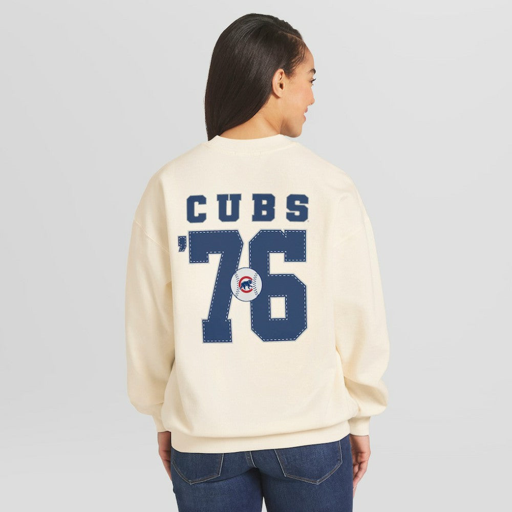 Chicago Cubs WEAR by Erin Andrews Women's Heavyweight Crew Neck Sweatshirt Sale