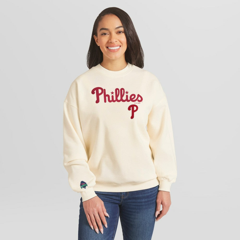 Philadelphia Phillies WEAR by Erin Andrews Women's Heavyweight Crew Neck Sweatshirt Online