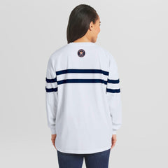 Houston Astros WEAR by Erin Andrews Women's Oversized Long Sleeve Striped T-Shirt Sale