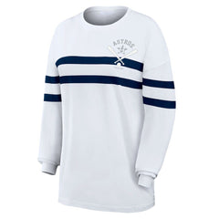 Houston Astros WEAR by Erin Andrews Women's Oversized Long Sleeve Striped T-Shirt Sale