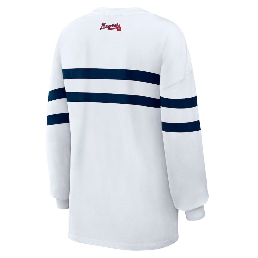 Atlanta Braves WEAR by Erin Andrews Women's Oversized Long Sleeve Striped T-Shirt Near Me