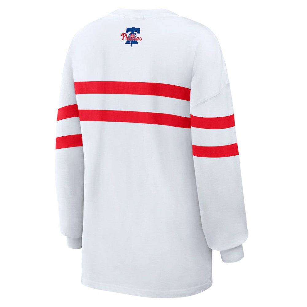 Philadelphia Phillies WEAR by Erin Andrews Women's Oversized Long Sleeve Striped T-Shirt for sale