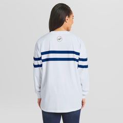 Los Angeles Dodgers WEAR by Erin Andrews Women's Oversized Long Sleeve Striped T-Shirt for sale