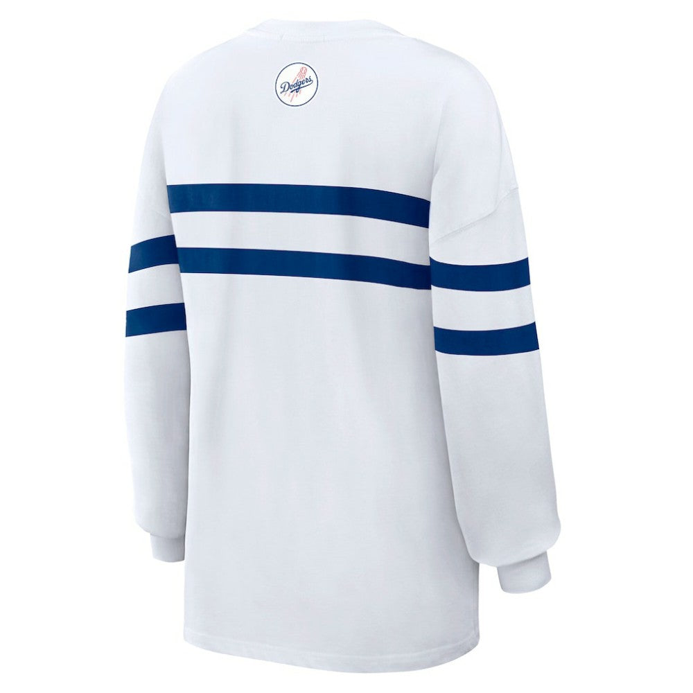 Los Angeles Dodgers WEAR by Erin Andrews Women's Oversized Long Sleeve Striped T-Shirt for sale