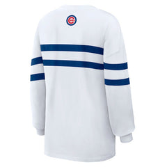 Chicago Cubs WEAR by Erin Andrews Women's Oversized Long Sleeve Striped T-Shirt Online