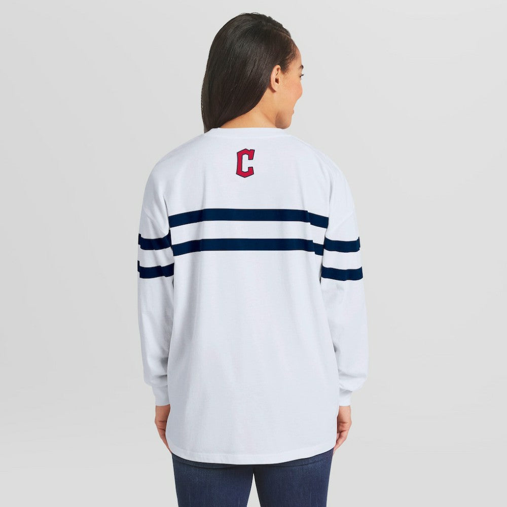 Cleveland Guardians WEAR by Erin Andrews Women's Oversized Long Sleeve Striped T-Shirt Online