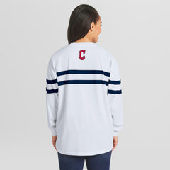 Cleveland Guardians WEAR by Erin Andrews Women's Oversized Long Sleeve Striped T-Shirt Online