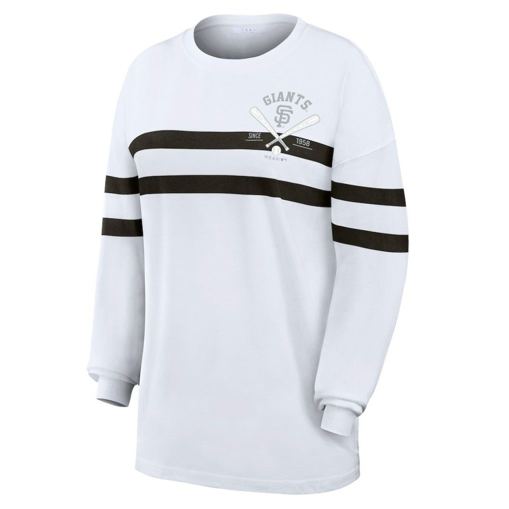 San Francisco Giants WEAR by Erin Andrews Women's Oversized Long Sleeve Striped T-Shirt Online
