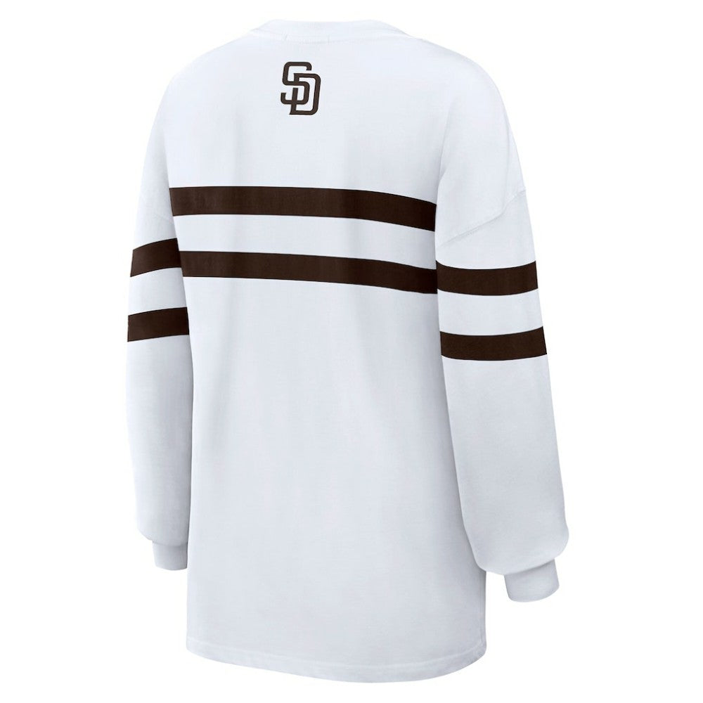 San Diego Padres WEAR by Erin Andrews Women's Oversized Long Sleeve Striped T-Shirt Discount