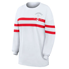 St. Louis Cardinals WEAR by Erin Andrews Women's Oversized Long Sleeve Striped T-Shirt Outlet