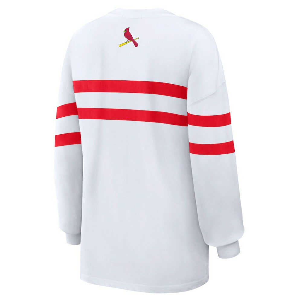 St. Louis Cardinals WEAR by Erin Andrews Women's Oversized Long Sleeve Striped T-Shirt Outlet