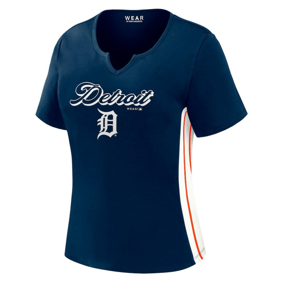 Detroit Tigers WEAR by Erin Andrews Women's Notch Neck Cropped T-Shirt Near Me