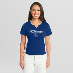 Chicago Cubs WEAR by Erin Andrews Women's Notch Neck Cropped T-Shirt Discount