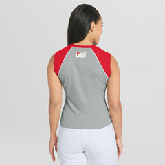 Philadelphia Phillies WEAR by Erin Andrews Women's Cropped Raglan Tank Top Sale