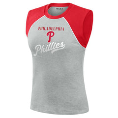 Philadelphia Phillies WEAR by Erin Andrews Women's Cropped Raglan Tank Top Sale
