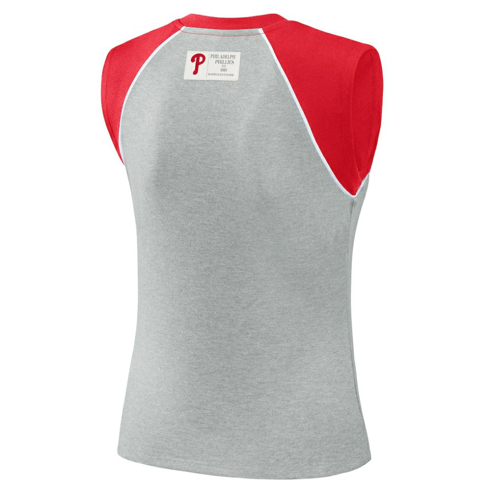 Philadelphia Phillies WEAR by Erin Andrews Women's Cropped Raglan Tank Top Sale