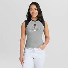 San Francisco Giants WEAR by Erin Andrews Women's Cropped Raglan Tank Top for sale