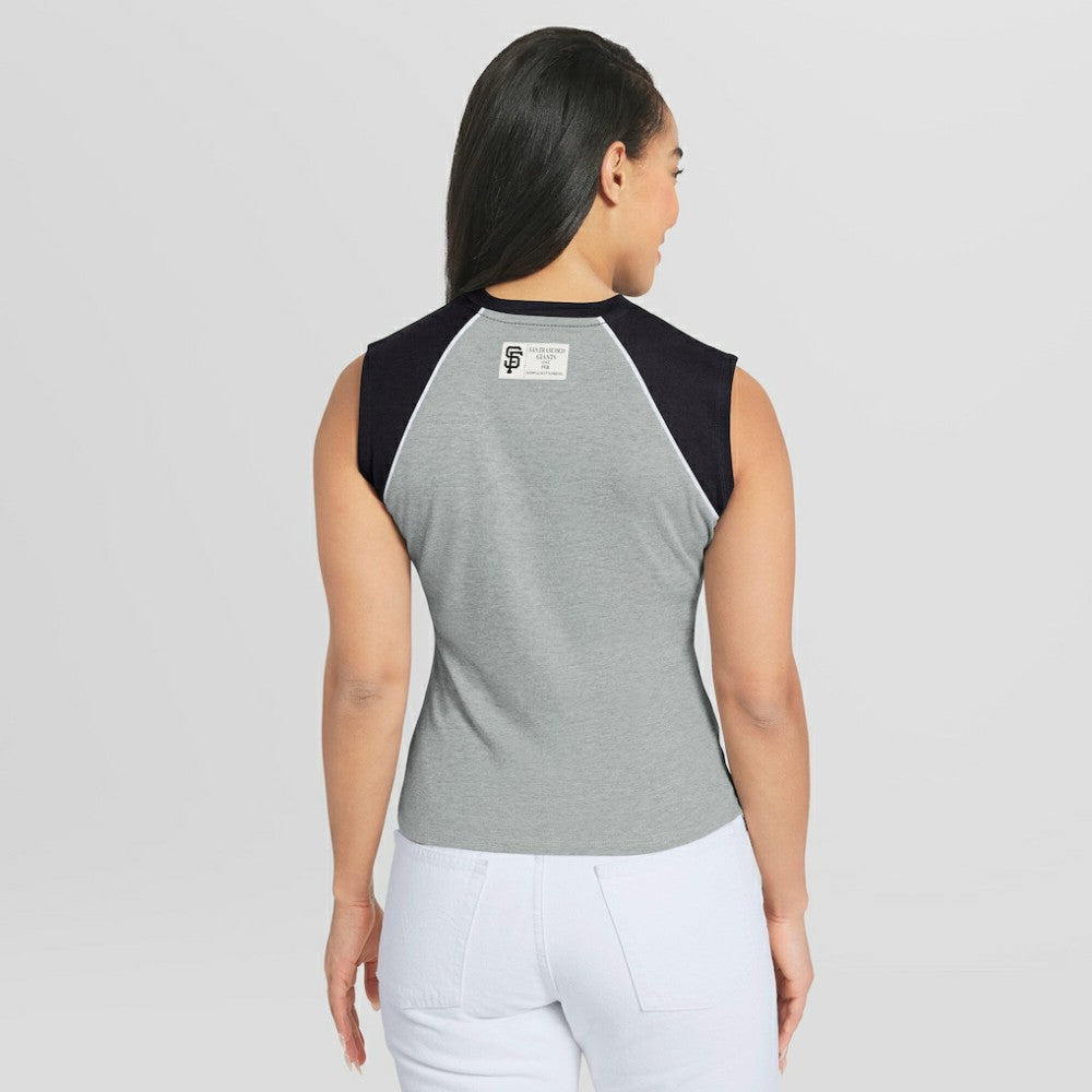 San Francisco Giants WEAR by Erin Andrews Women's Cropped Raglan Tank Top for sale