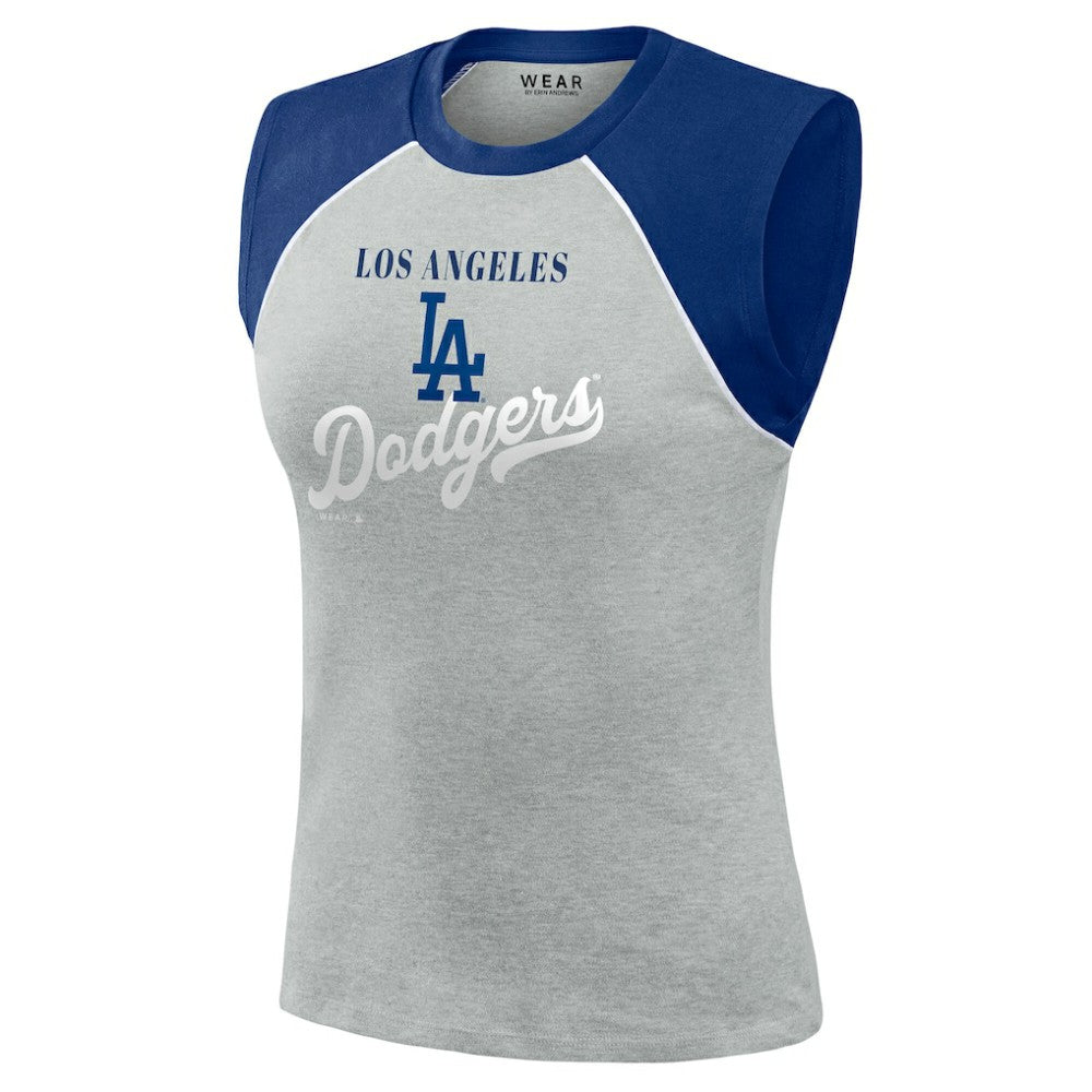 Los Angeles Dodgers WEAR by Erin Andrews Women's Cropped Raglan Tank Top Sale