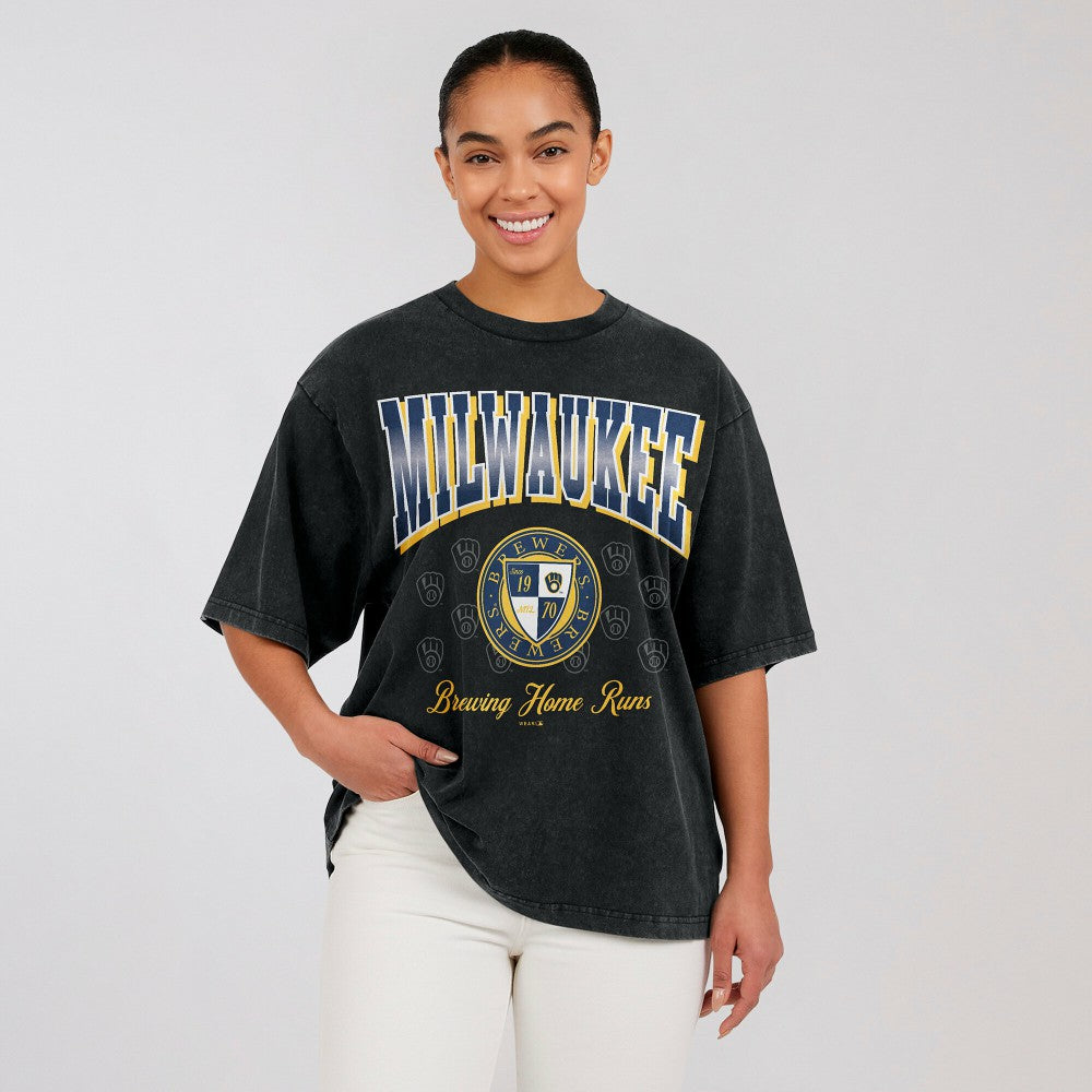 Milwaukee Brewers WEAR by Erin Andrews Women's Oversized Boyfriend T-Shirt Online