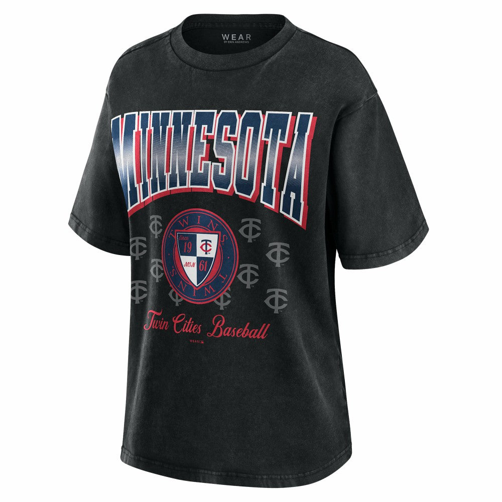Minnesota Twins WEAR by Erin Andrews Women's Oversized Boyfriend T-Shirt Outlet