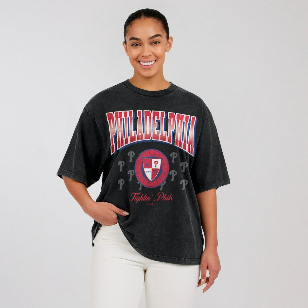 Philadelphia Phillies WEAR by Erin Andrews Women's Oversized Boyfriend T-Shirt for sale