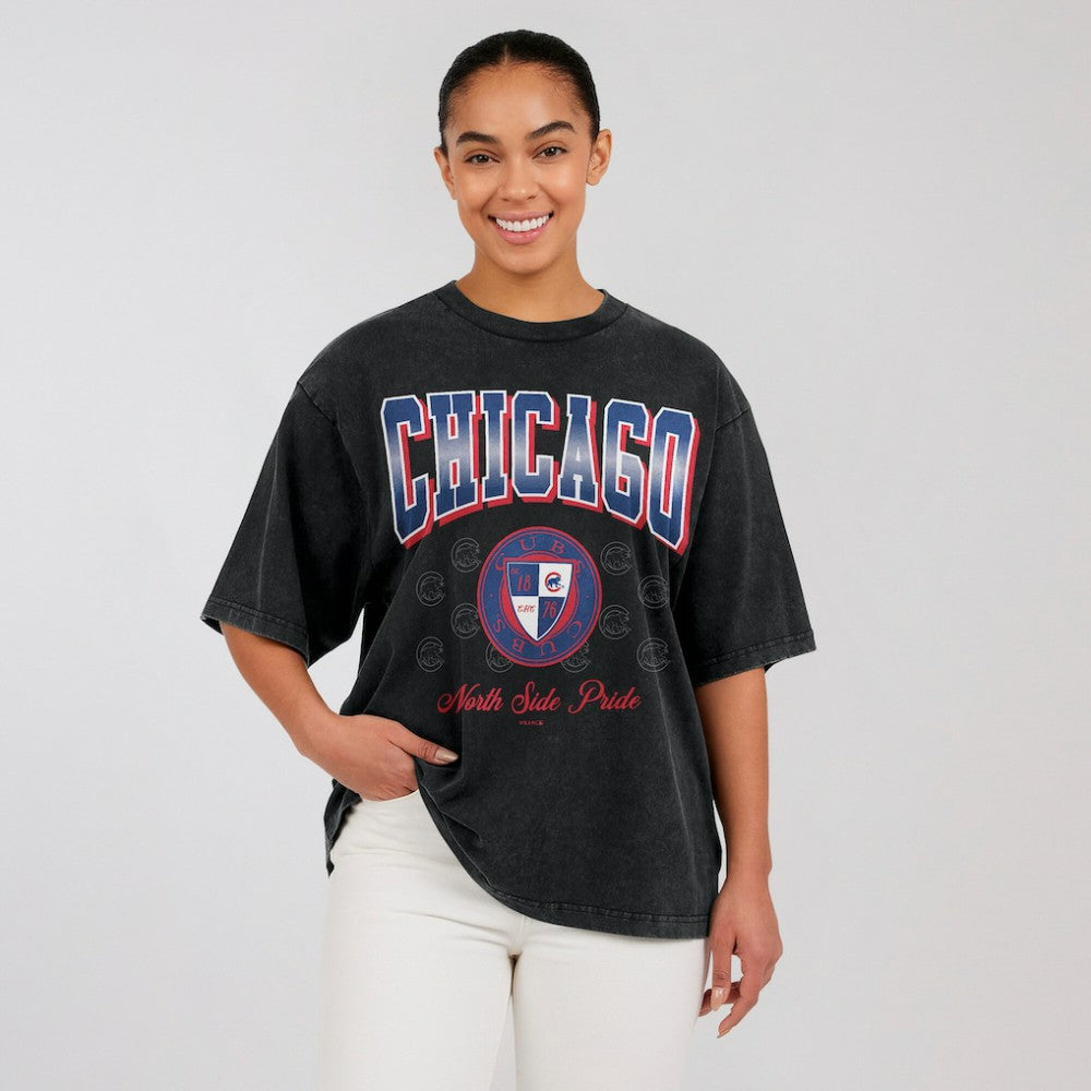Chicago Cubs WEAR by Erin Andrews Women's Oversized Boyfriend T-Shirt Sale