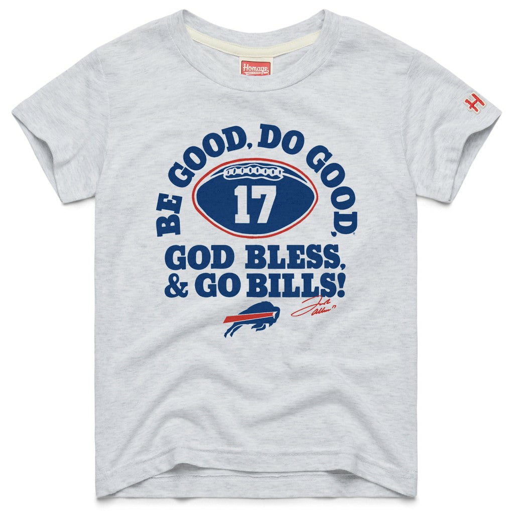 Josh Allen Buffalo Bills Homage Youth Be Good Do Good Signature Tri-Blend T-Shirt - Gray - NFL