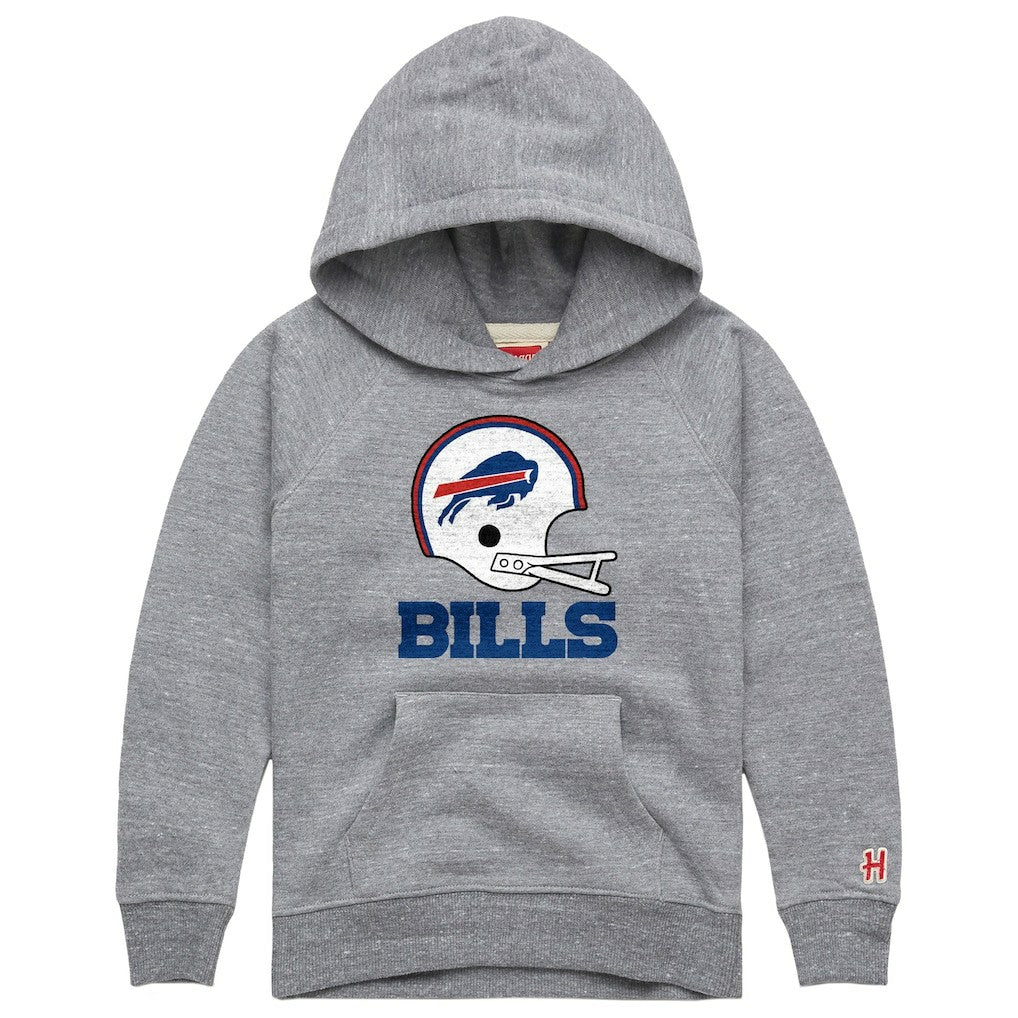 Buffalo Bills Homage Youth Big Helmet Tri-Blend Hoodie - Gray - NFL