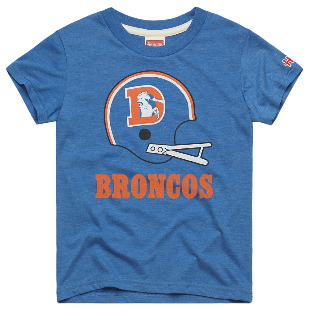 Denver Broncos Homage Youth Big Helmet Tri-Blend T-Shirt - Royal - NFL