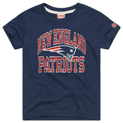 New England Patriots Homage Youth Arch Tri-Blend T-Shirt - Navy - NFL