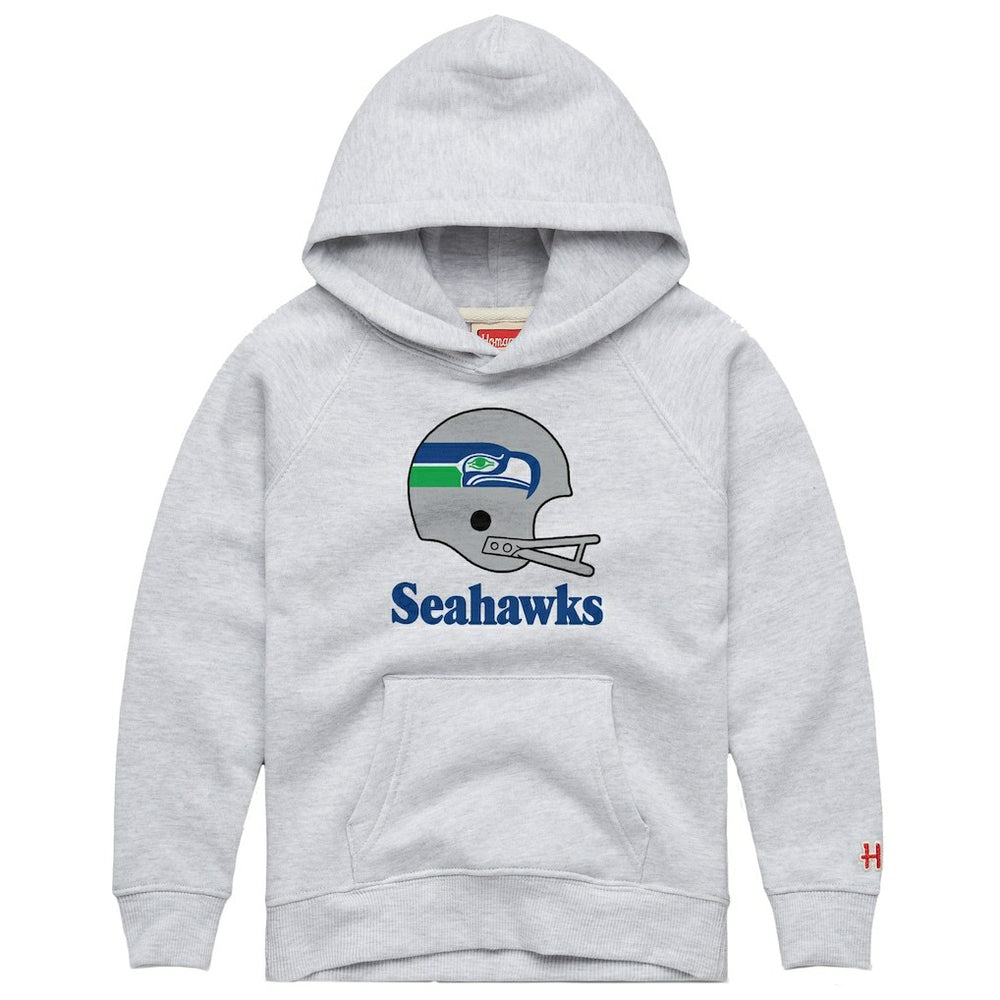 Seattle Seahawks Homage Youth Big Helmet Tri-Blend Hoodie - Gray - NFL