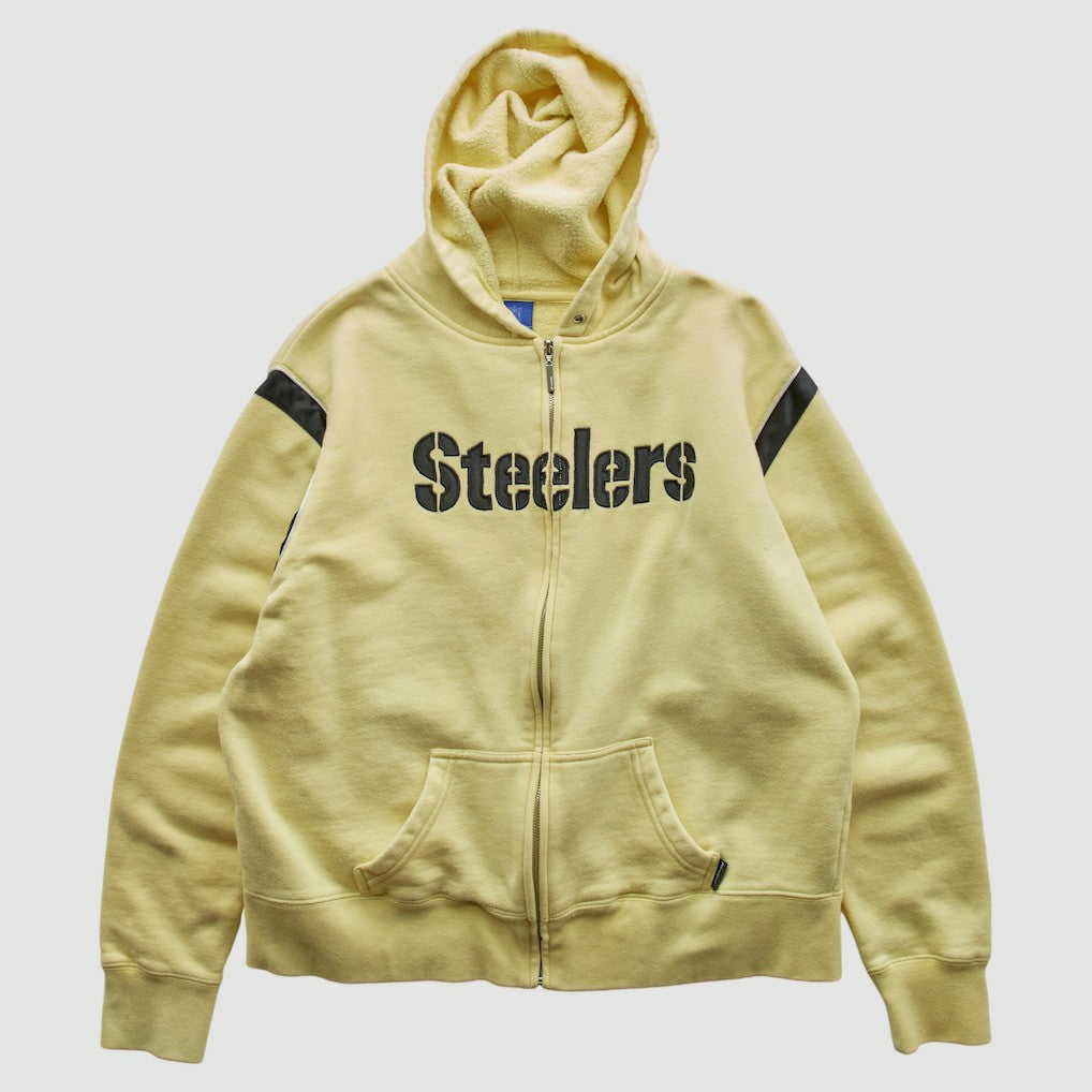 Pittsburgh Steelers Reebok 2000s Hooded Full Zip Sweatshirt - Yellow Vintage - Fanatics