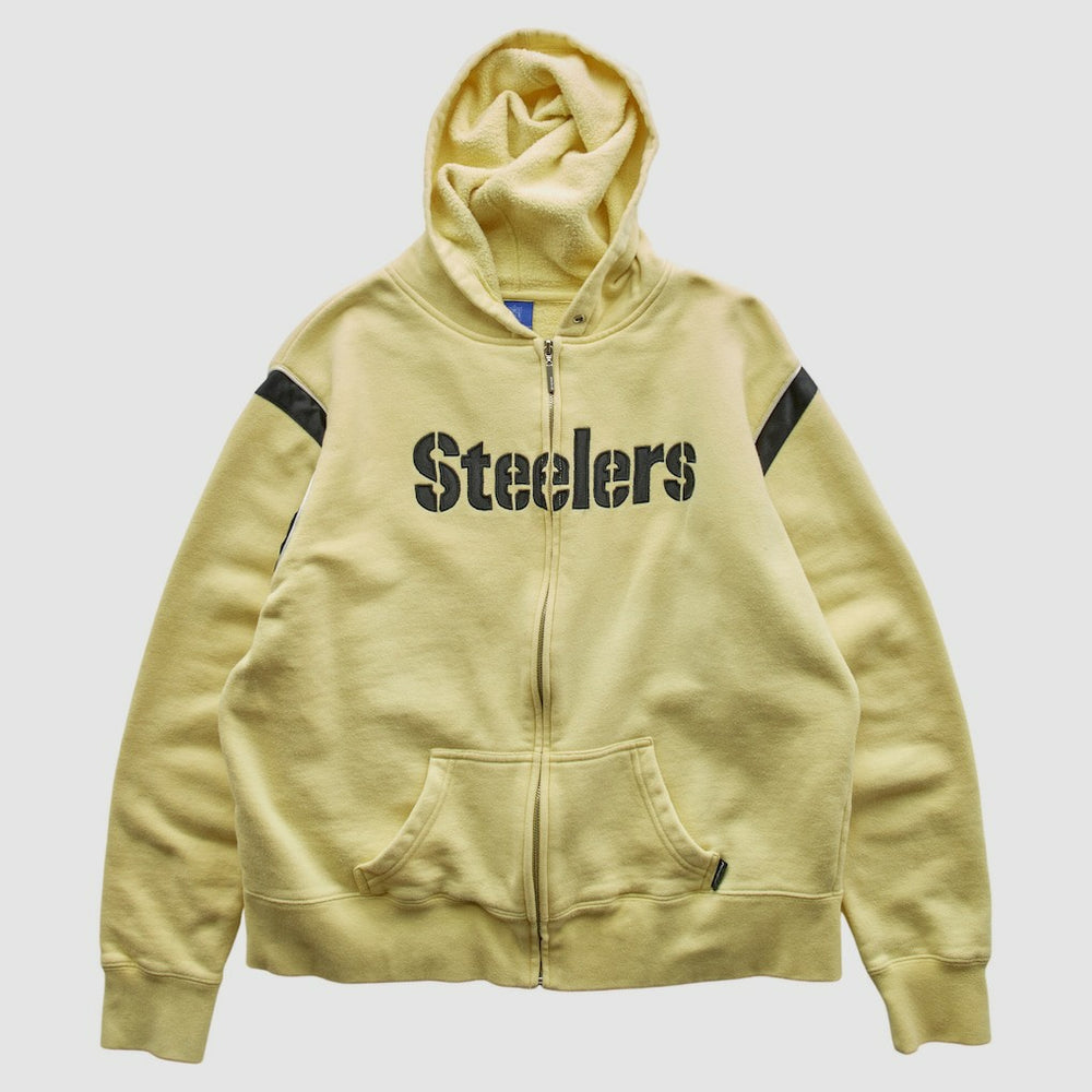 Pittsburgh Steelers Reebok 2000s Hooded Full Zip Sweatshirt - Yellow Vintage - Fanatics