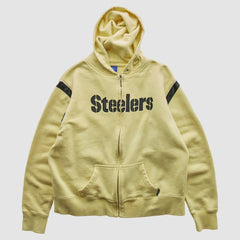 Pittsburgh Steelers Reebok 2000s Hooded Full Zip Sweatshirt - Yellow Vintage - Fanatics