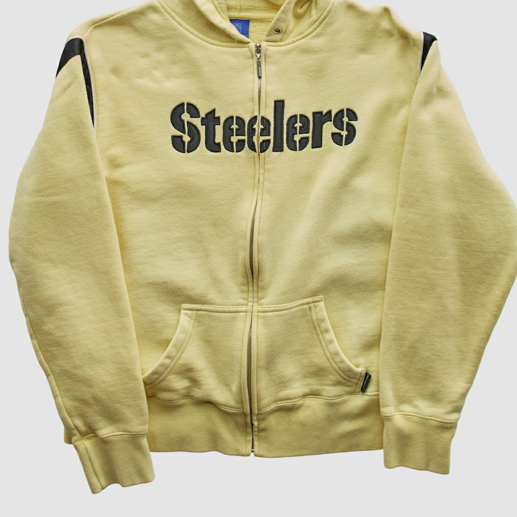 Pittsburgh Steelers Reebok 2000s Hooded Full Zip Sweatshirt - Yellow Vintage - Fanatics