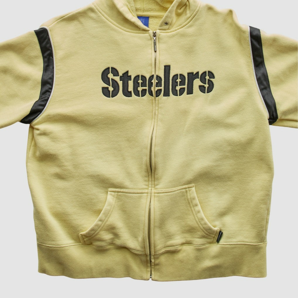 Pittsburgh Steelers Reebok 2000s Hooded Full Zip Sweatshirt - Yellow Vintage - Fanatics