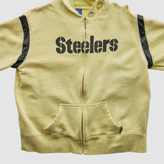Pittsburgh Steelers Reebok 2000s Hooded Full Zip Sweatshirt - Yellow Vintage - Fanatics