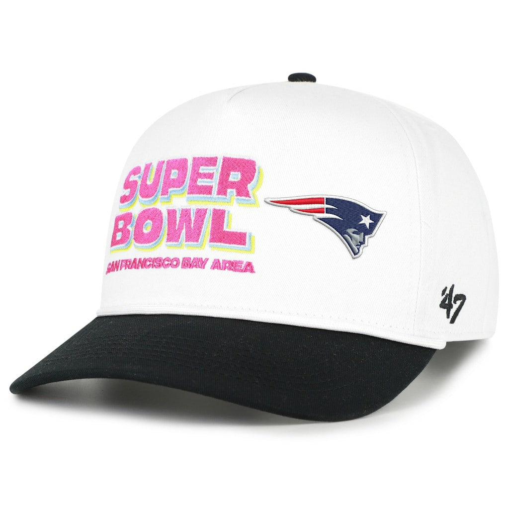New England Patriots '47 Super Bowl LX Stacked Hitch Adjustable Hat - White/Black - 47 brand