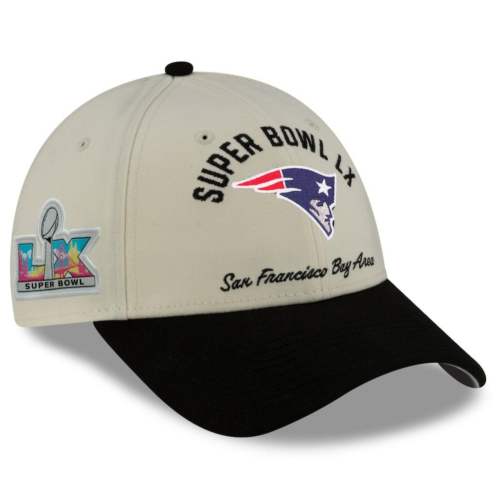 New England Patriots New Era Super Bowl LX 9FORTY Adjustable Hat - Cream/Black - NFL