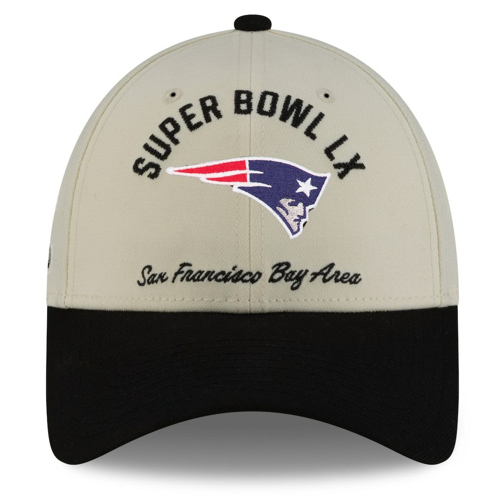 New England Patriots New Era Super Bowl LX 9FORTY Adjustable Hat - Cream/Black - NFL