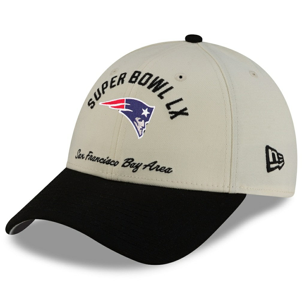 New England Patriots New Era Super Bowl LX 9FORTY Adjustable Hat - Cream/Black - NFL