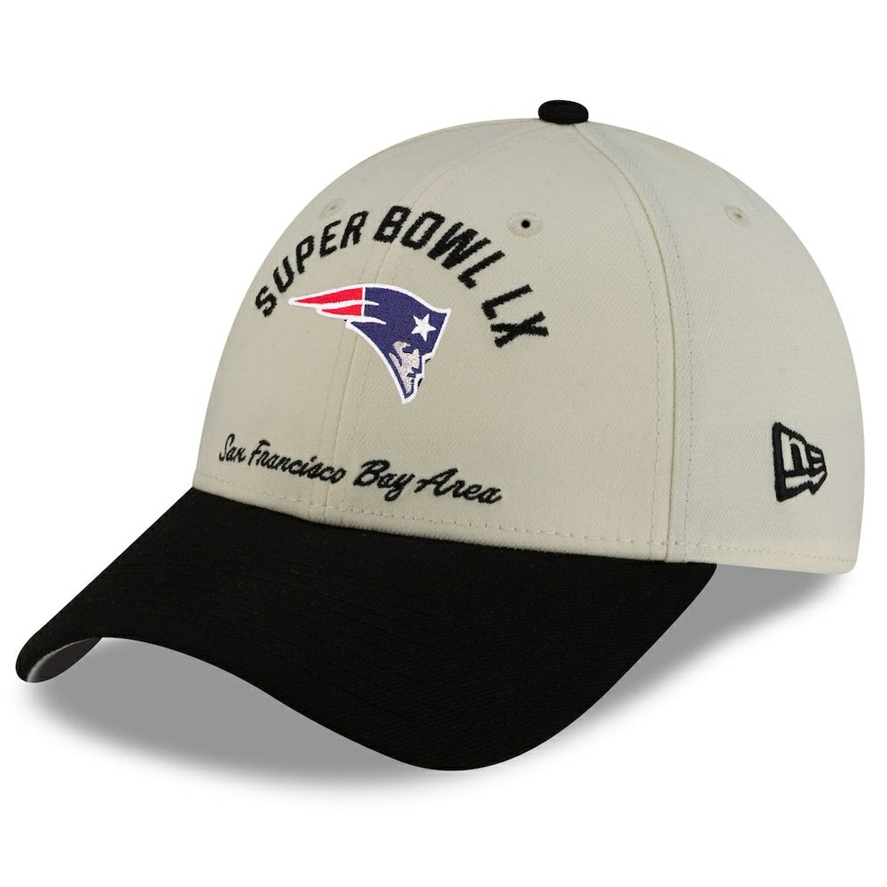 New England Patriots New Era Super Bowl LX 9FORTY Adjustable Hat - Cream/Black - NFL