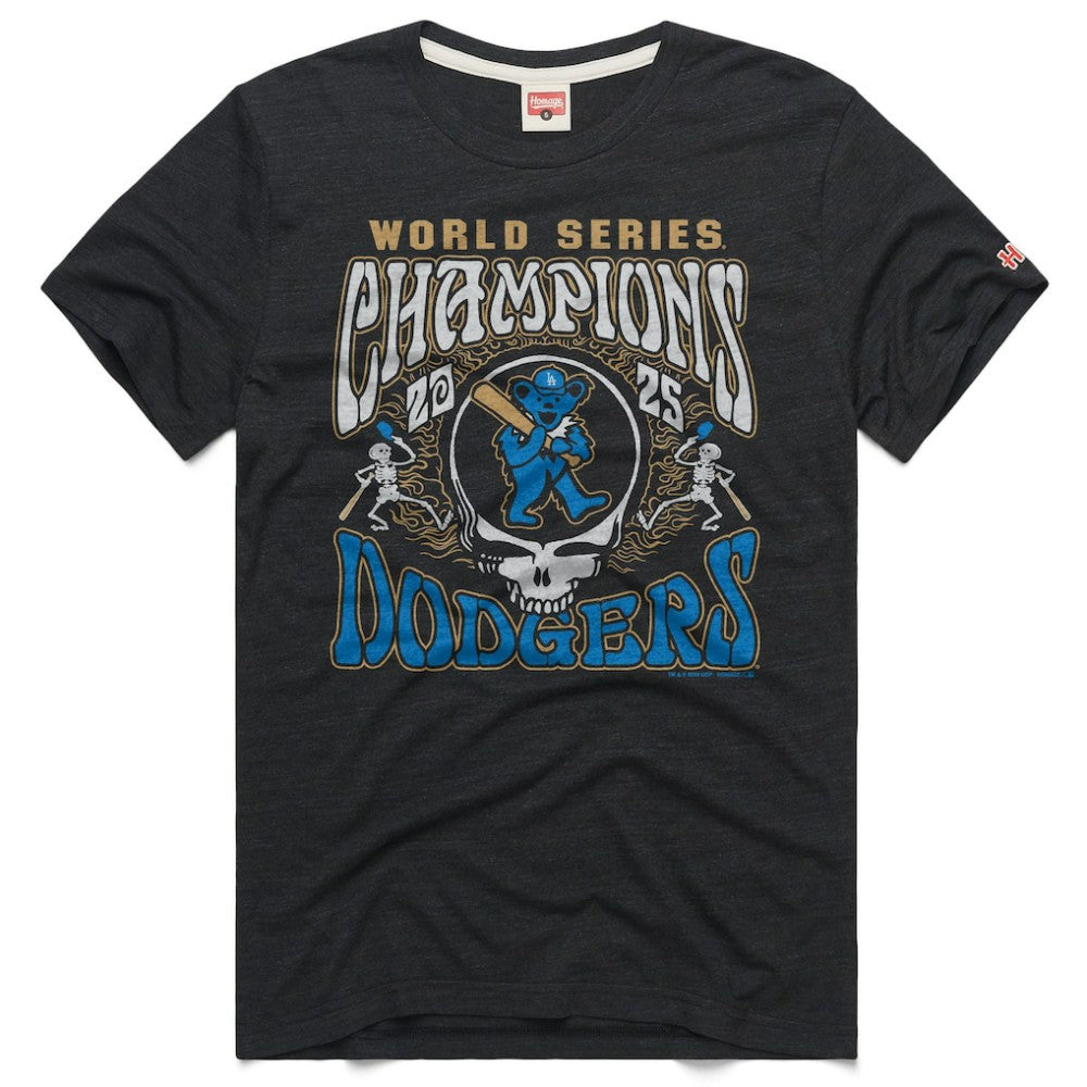 Los Angeles Dodgers x Grateful Dead Homage 2026 Gold Collection Label Tri-Blend T-Shirt for sale