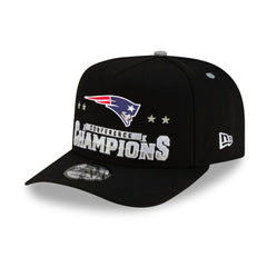 New England Patriots New Era 2025 AFC Champions Locker Room Trophy Collection A-Frame 9FIFTY Snapback Hat - Black - NFL