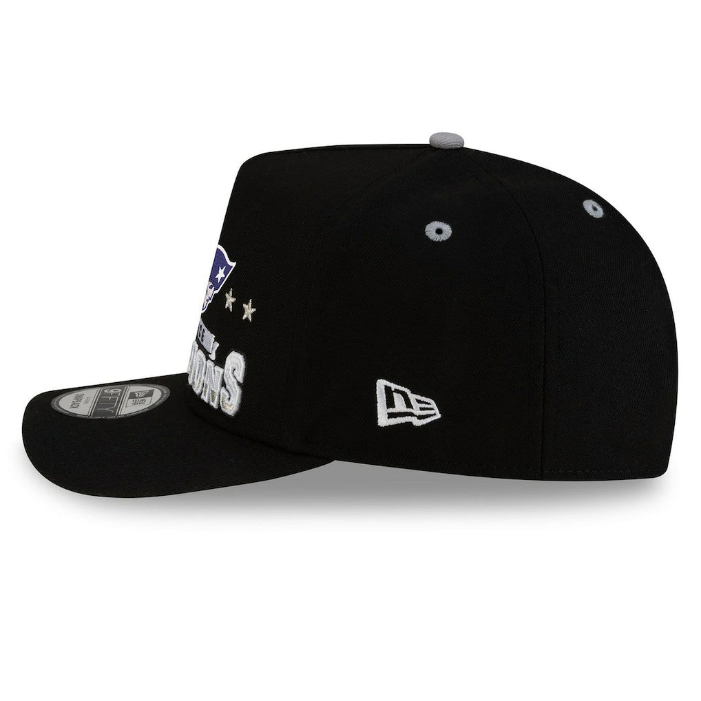 New England Patriots New Era 2025 AFC Champions Locker Room Trophy Collection A-Frame 9FIFTY Snapback Hat - Black - NFL