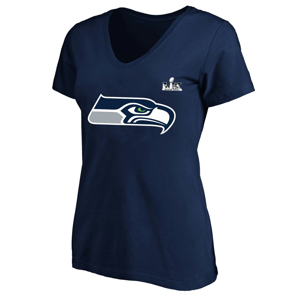 Jaxon Smith-Njigba Seattle Seahawks Women's Super Bowl LX Patch Plus Size Name & Number V-Neck T-Shirt - College Navy - Fanatics